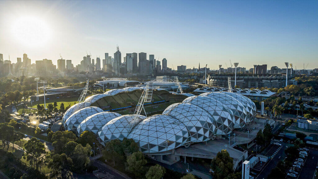 Image of AAMI Park at sunset.