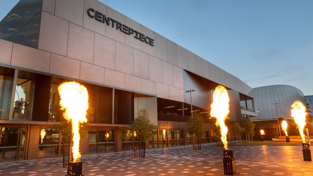 Image of Centrepiece in the evening.