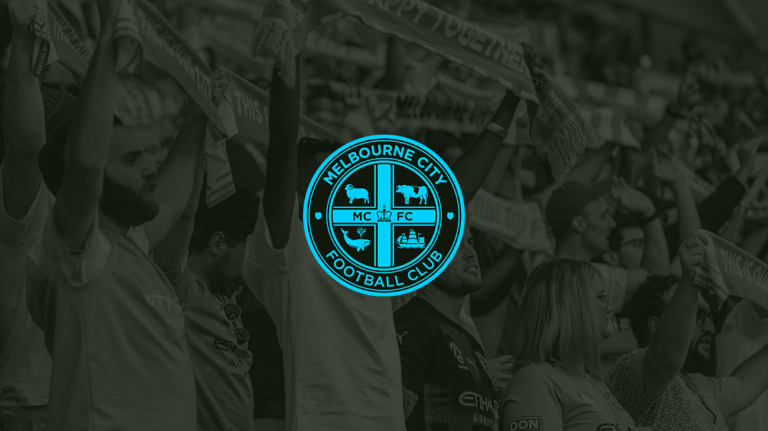 Melbourne City FC logo on a dark background.