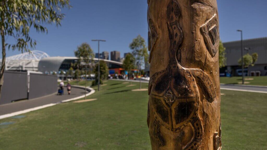 First Nations cultural marker at Melbourne Park.