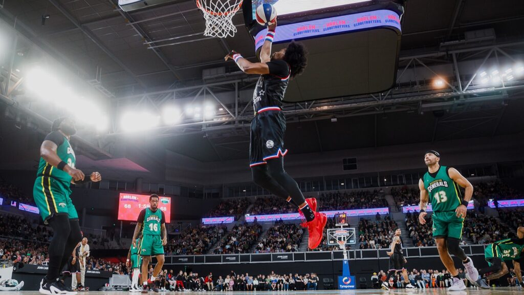 Harlem Globetrotters in action at John Cain Arena.