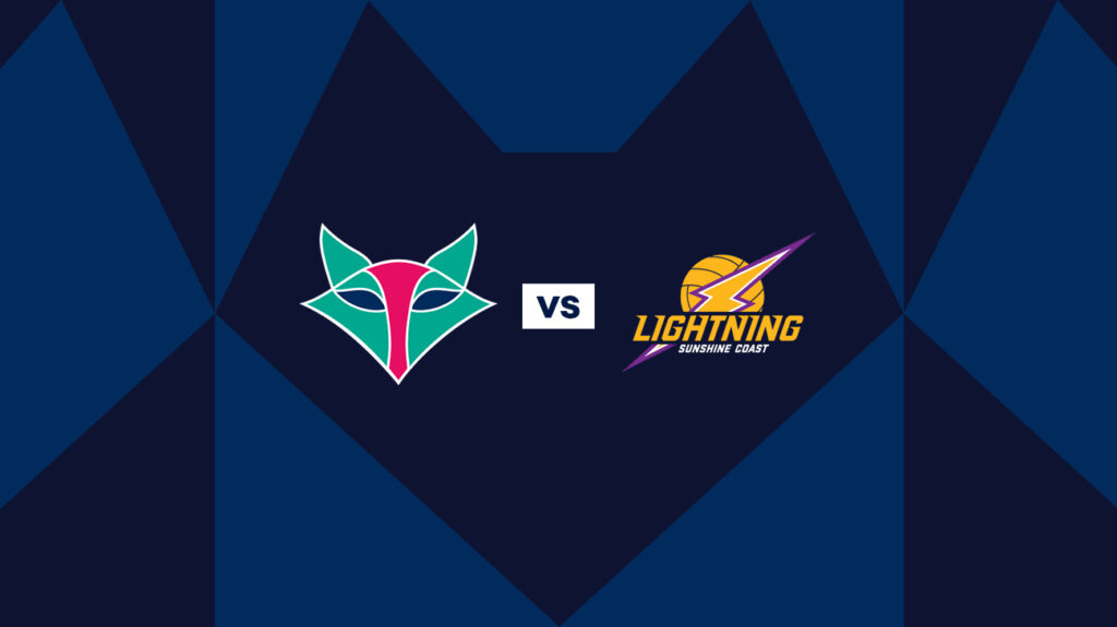 Melbourne Vixens and Sunshine Coast Lightning logos on a blue background.